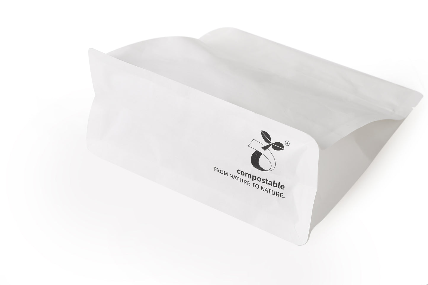 100 Bolsa Cuadrada 250g COMPOSTABLE con Válvula y Cierre NORMAL