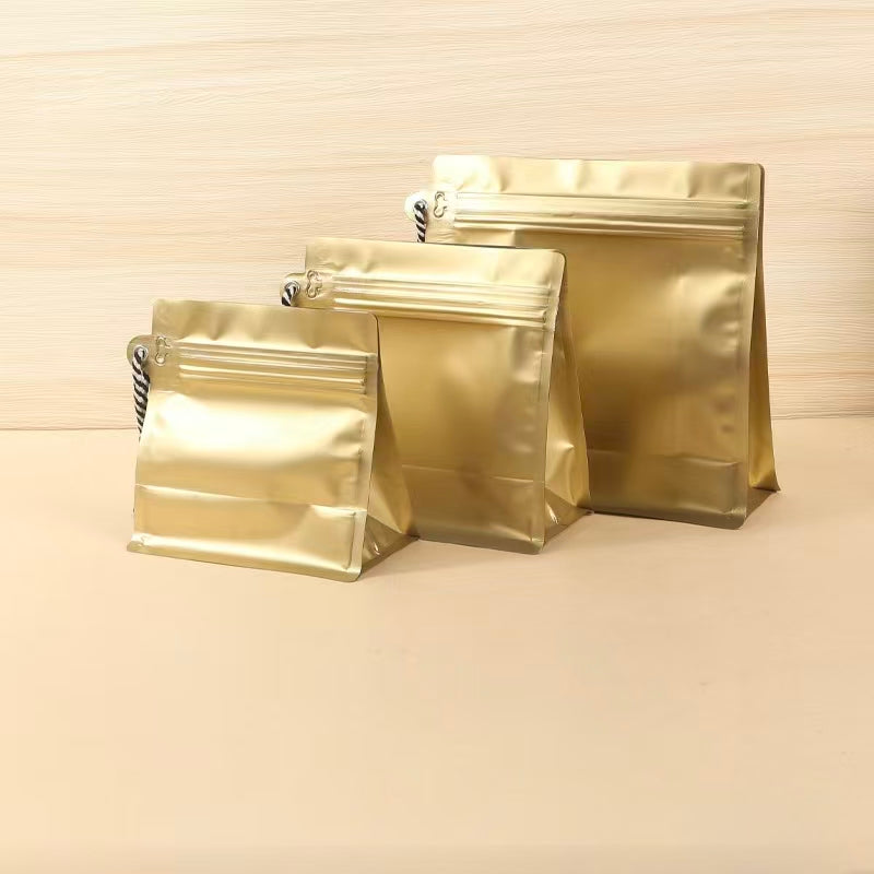 50 Bolsas para Café 250g con Cordón para Colgar, Válvula Desgasificadora y Easy Zipper | Paquete de 50