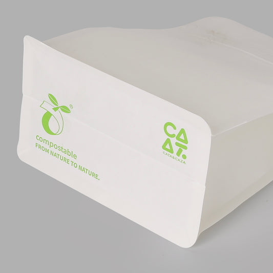 100 Bolsas Compostables 340g para Café con Válvula Desgasificadora y Zipper Abre Fácil