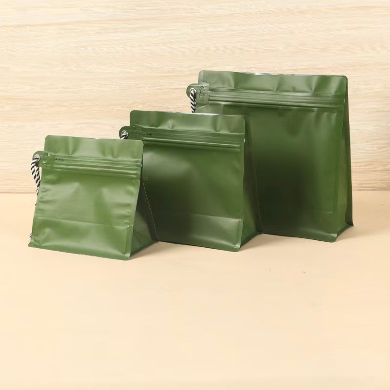 50 Bolsas para Café 250g con Cordón para Colgar, Válvula Desgasificadora y Easy Zipper | Paquete de 50