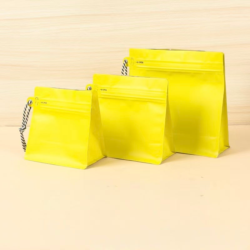 50 Bolsas para Café 250g con Cordón para Colgar, Válvula Desgasificadora y Easy Zipper | Paquete de 50