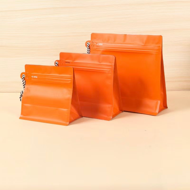 50 Bolsas para Café 250g con Cordón para Colgar, Válvula Desgasificadora y Easy Zipper | Paquete de 50