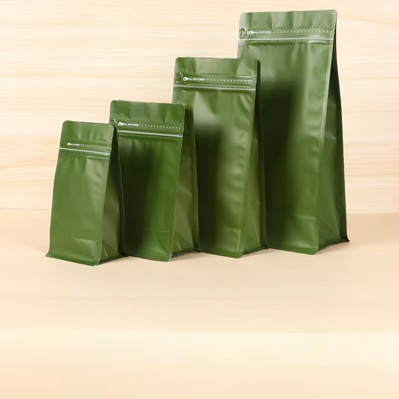 100 Bolsas para Café 250g Fondo Plano con Válvula, Easy Zipper y Sellado Térmico | Paquete de 100