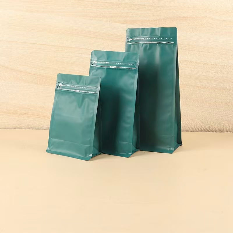 100 Bolsas para Café 250g Fondo Plano con Válvula, Easy Zipper y Sellado Térmico | Paquete de 100