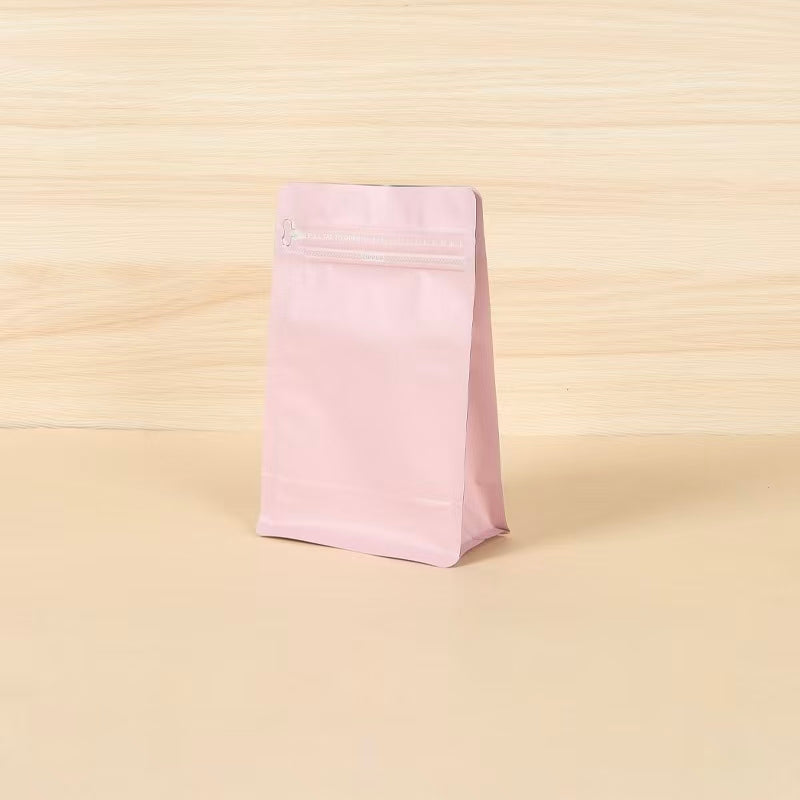 100 Bolsas para Café 250g Fondo Plano con Válvula, Easy Zipper y Sellado Térmico | Paquete de 100