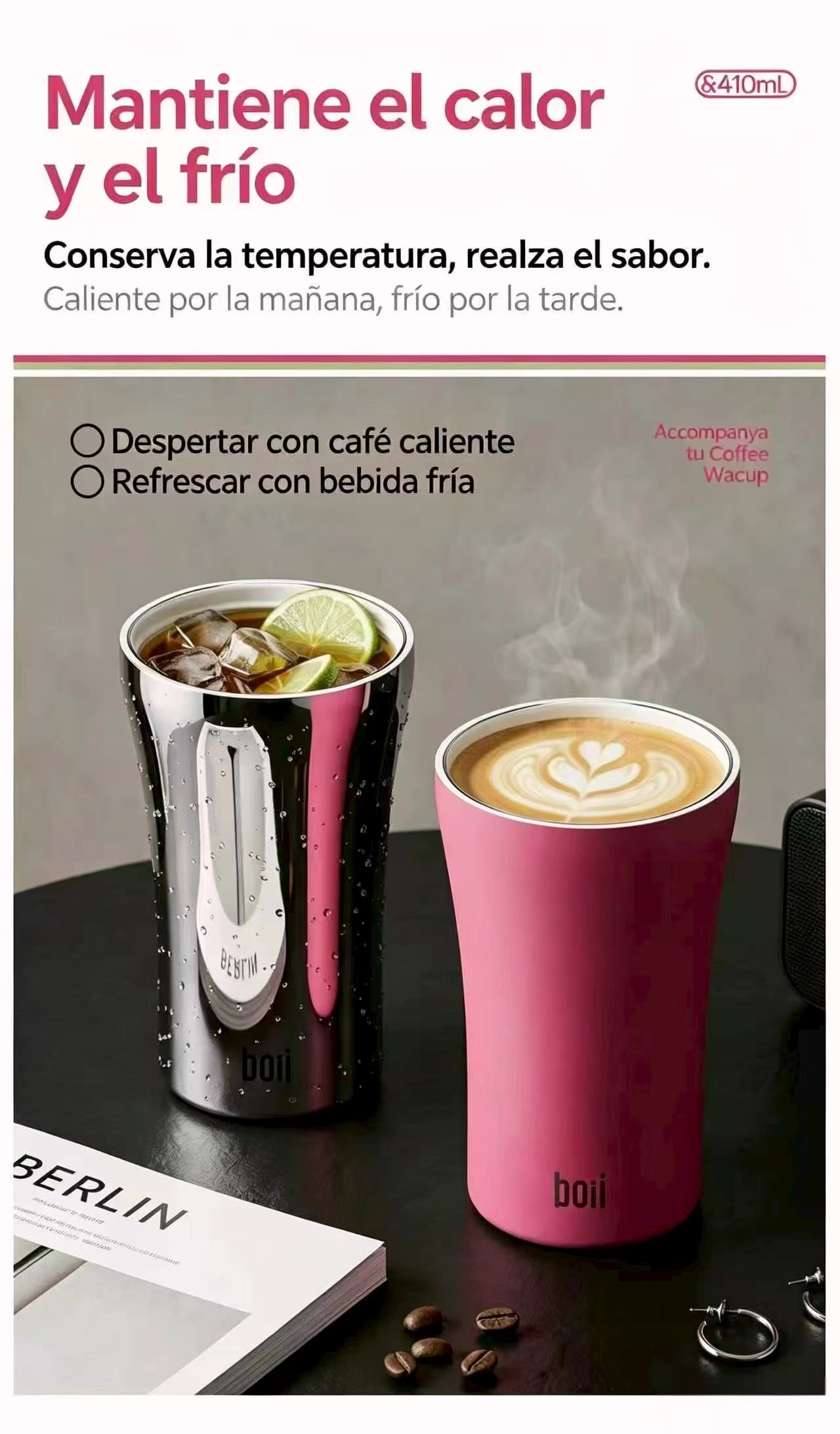 Vaso térmico multifuncional para extracción de café 410ml